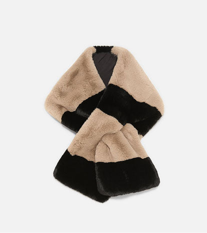 Striped Faux Fur Scarf