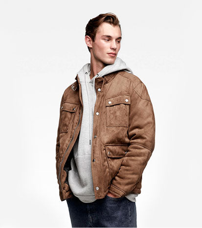Faux Suede Jacket With Pockets